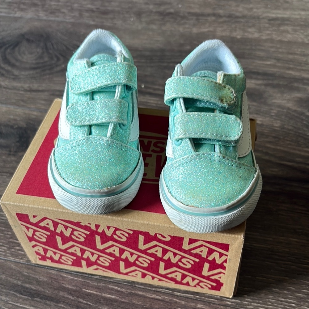 Vans Green Suede Sneakers with Velcro Straps